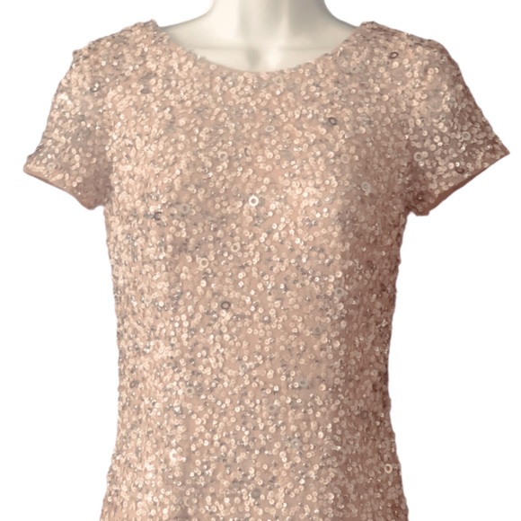 Adrianna Papell x BHLDN Lucent 0 / XS Pink Allover Sequins Maxi Gown - Picture 8 of 12